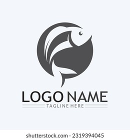 Fish abstract icon design logo template,Creative vector symbol of fishing club or online shop.  