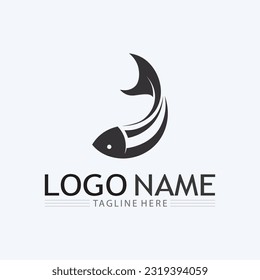 Fish abstract icon design logo template,Creative vector symbol of fishing club or online shop.  