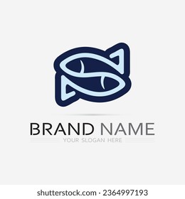 Fish abstract icon design logo template,Creative vector symbol of fishing club or online shop.  