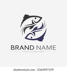 Fish abstract icon design logo template,Creative vector symbol of fishing club or online shop.  