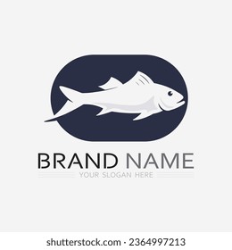 Fish abstract icon design logo template,Creative vector symbol of fishing club or online shop.  