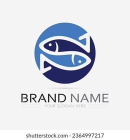 Plantilla de logotipo de diseño de iconos abstractos de peces, símbolo vectorial creativo del club de pesca o tienda online.  