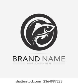 Fish abstract icon design logo template,Creative vector symbol of fishing club or online shop.  