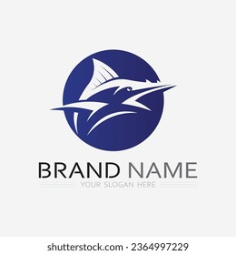 Plantilla de logotipo de diseño de iconos abstractos de peces, símbolo vectorial creativo del club de pesca o tienda online.  
