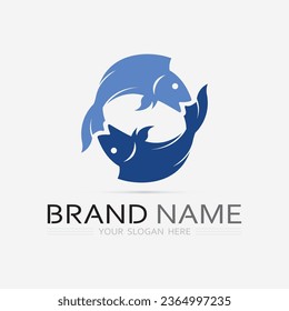 Fish abstract icon design logo template,Creative vector symbol of fishing club or online shop.  
