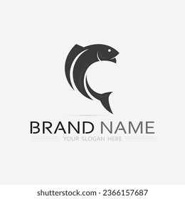 Fish abstract icon design logo template,Creative vector symbol of fishing club or online shop.  