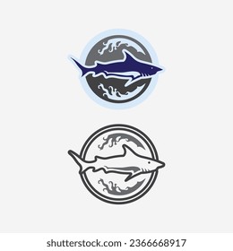 Fish abstract icon design logo template,Creative vector symbol of fishing club or online shop.  