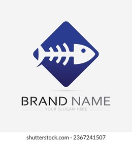 Fish abstract icon design logo template,Creative vector symbol of fishing club or online shop.  