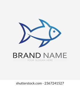 Plantilla de logotipo de diseño de iconos abstractos de peces, símbolo vectorial creativo del club de pesca o tienda online.  