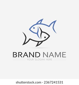 Fish abstract icon design logo template,Creative vector symbol of fishing club or online shop.  