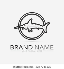 Plantilla de logotipo de diseño de iconos abstractos de peces, símbolo vectorial creativo del club de pesca o tienda online.  
