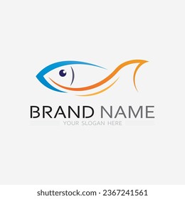 Fish abstract icon design logo template,Creative vector symbol of fishing club or online shop.  