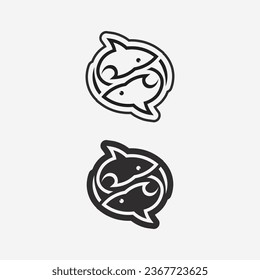 Fish abstract icon design logo template,Creative vector symbol of fishing club or online shop.  