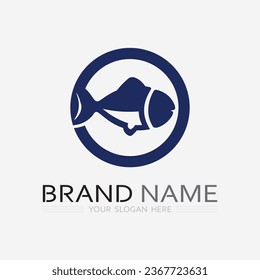 Fish abstract icon design logo template,Creative vector symbol of fishing club or online shop.  