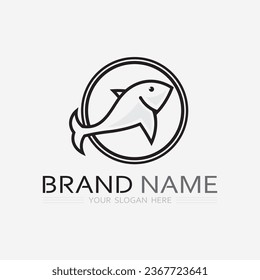 Fish abstract icon design logo template,Creative vector symbol of fishing club or online shop.  