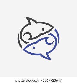 Fish abstract icon design logo template,Creative vector symbol of fishing club or online shop.  