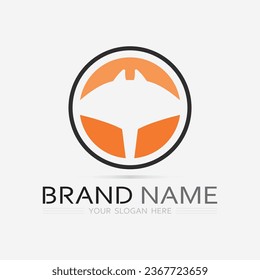 Fish abstract icon design logo template,Creative vector symbol of fishing club or online shop.  