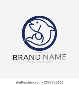 Fish abstract icon design logo template,Creative vector symbol of fishing club or online shop.  