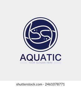 Fish abstract icon design logo template,Creative vector symbol of fishing club or online shop.  