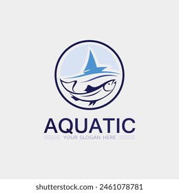 Fisch abstrakte Icon Design Logo Vorlage, Creative Vektorgrafik Symbol des Angelclubs oder Online-Shop.  
