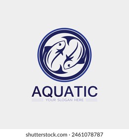 Fish abstract icon design logo template,Creative vector symbol of fishing club or online shop.  