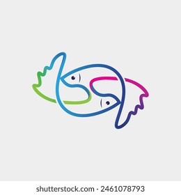 Fish abstract icon design logo template,Creative vector symbol of fishing club or online shop.  