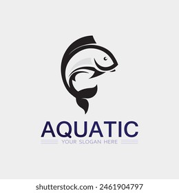 Fish abstract icon design logo template,Creative vector symbol of fishing club or online shop.  