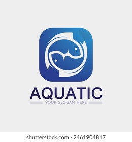 Fish abstract icon design logo template,Creative vector symbol of fishing club or online shop.  