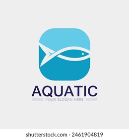 Fish abstract icon design logo template,Creative vector symbol of fishing club or online shop.  