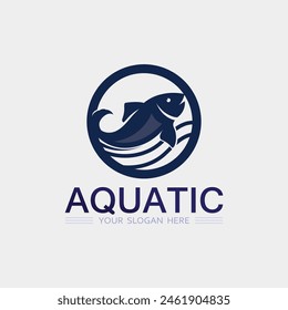 Fish abstract icon design logo template,Creative vector symbol of fishing club or online shop.  
