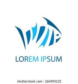 Fish abstract logo template. Sea vector icon. Seafood and fishing concept. Editable.