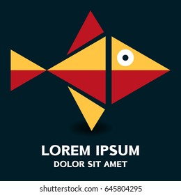 Fish abstract logo . Vector illustration isolated on background .
