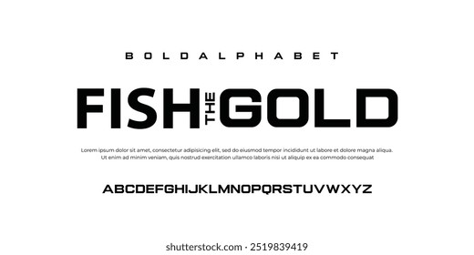 Fish Abstract modern urban alphabet fonts. Typography sport, technology, fashion, digital, future creative logo font.