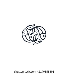 fish abstract round design logo