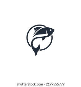 fish abstract round design logo