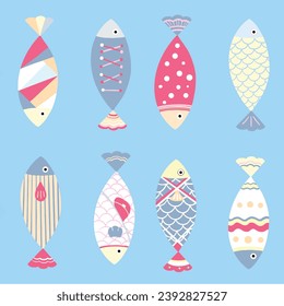 The fish abstract seamless pattern