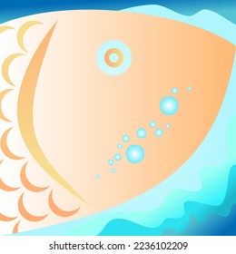 Fish abstract square background suitable for social media posts banners design and web or internet ads.