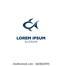 Fish abstract template logo design. simple flat design style