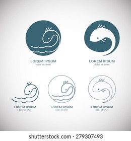 Fish abstract vector design logo template.
