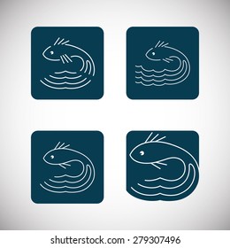 Fish abstract vector design logo template