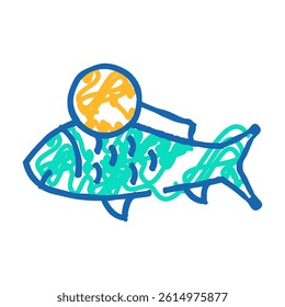 fish allergen free product food doodle icon sketch vector. fish allergen free product food sign. isolated symbol illustration