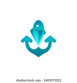 fish and anchor logo design