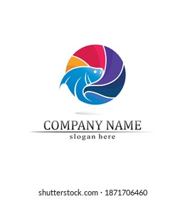 Fish animal aquatic logo beta fish design vector and illustration