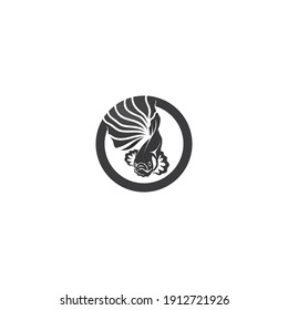 Fish animal aquatic logo beta fish design vector and illustration