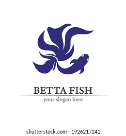 Fish animal aquatic logo beta fish design vector and illustration