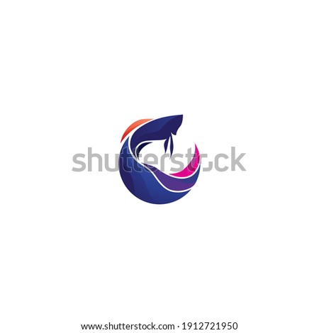 Fish animal aquatic logo beta fish design vector and illustration