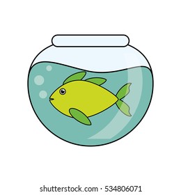 Fish animal cartoon inisde bowl design