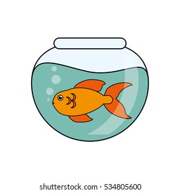 Fish animal cartoon inside bowl design
