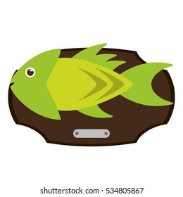 Fish animal cartoon over table design