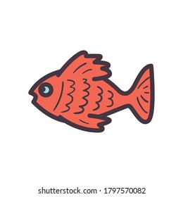 Fish animal line and fill style icon design Sea life ecosystem fauna and ocean theme Vector illustration
